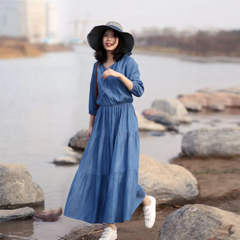 Navy Blue Women Dresses Casual Summer Women Dresses Long Women Dresses SSM97214