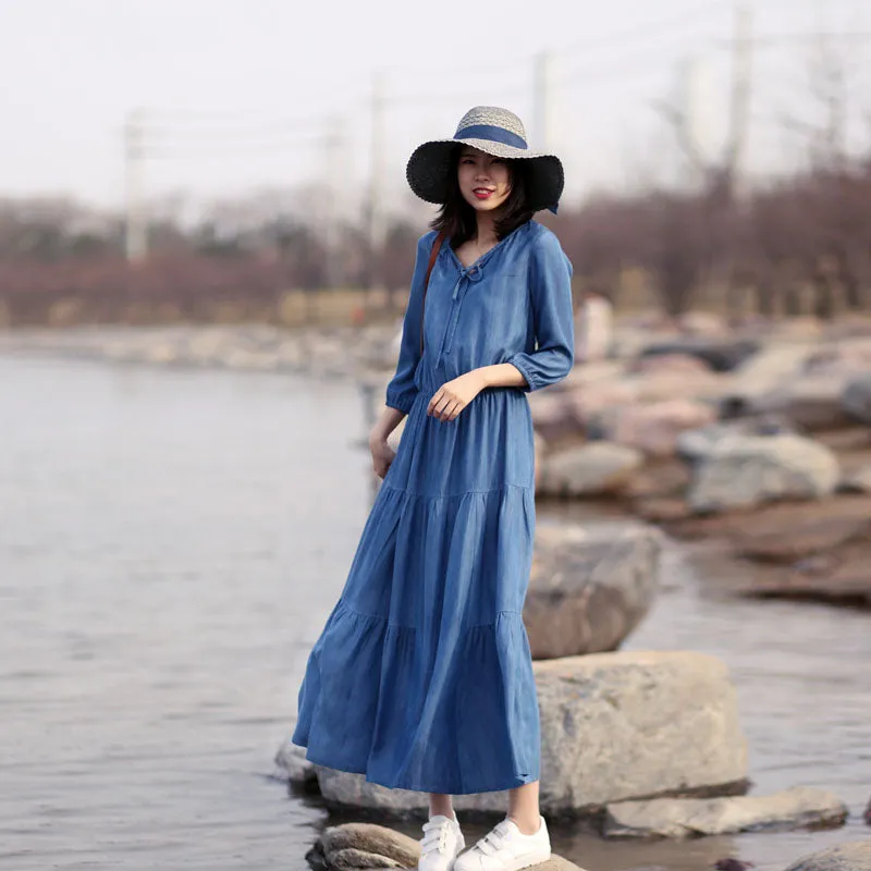 Navy Blue Women Dresses Casual Summer Women Dresses Long Women Dresses SSM97214