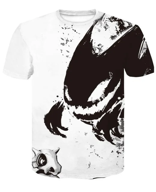 New Men's Skull Poker Print T-shirt