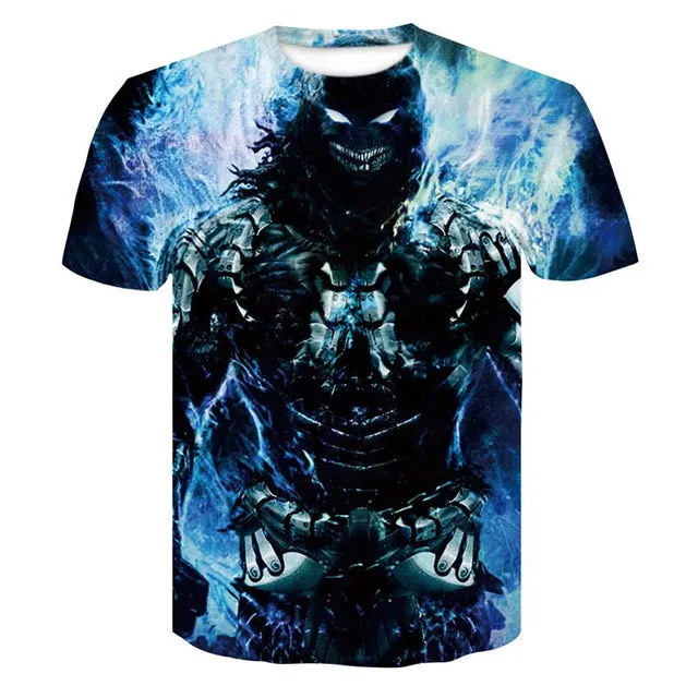 New Men's Skull Poker Print T-shirt