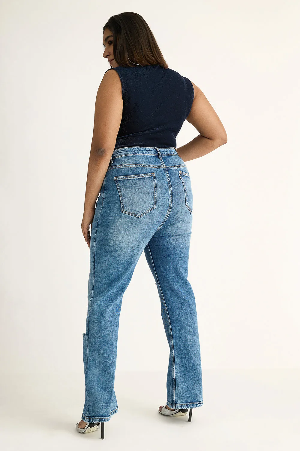 Radiant Curve Distressed Bootcut Jeans