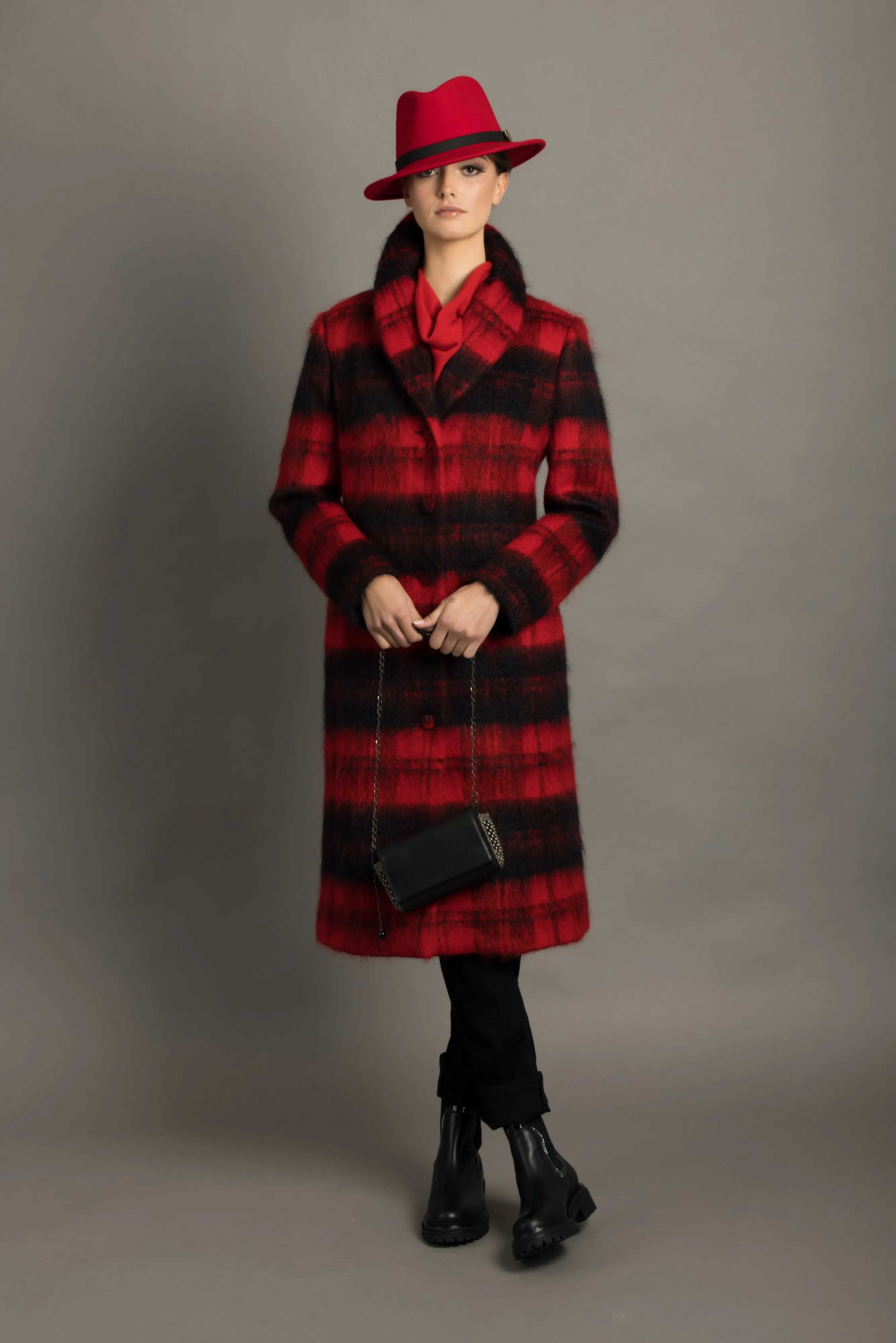 Red & Black Mohair Wool