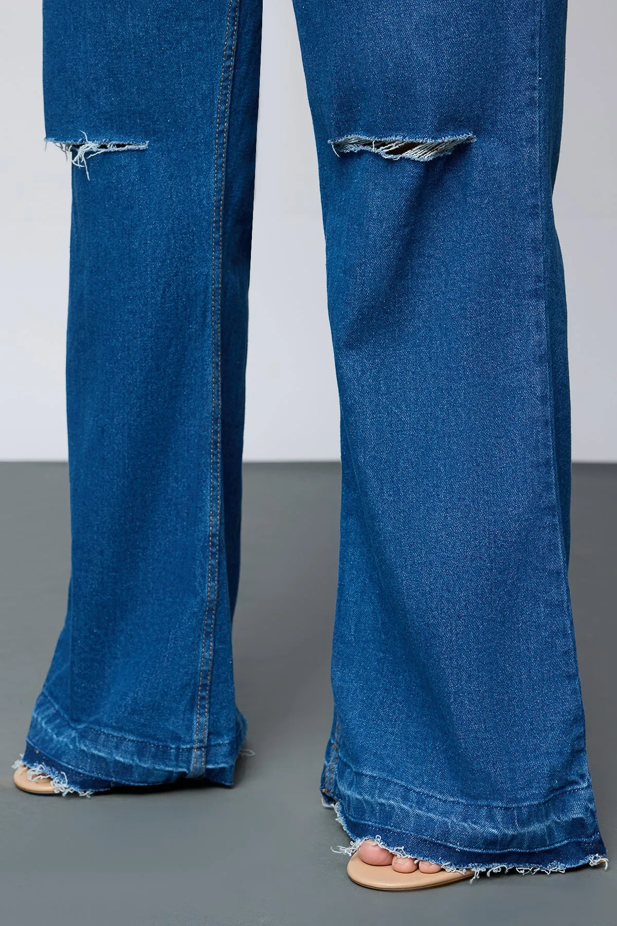 Retro Revival Distressed Curve Bootcut Jeans