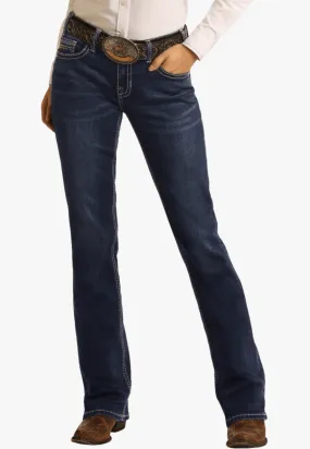 Rock and Roll Womens Mid Rise Bootcut Jean