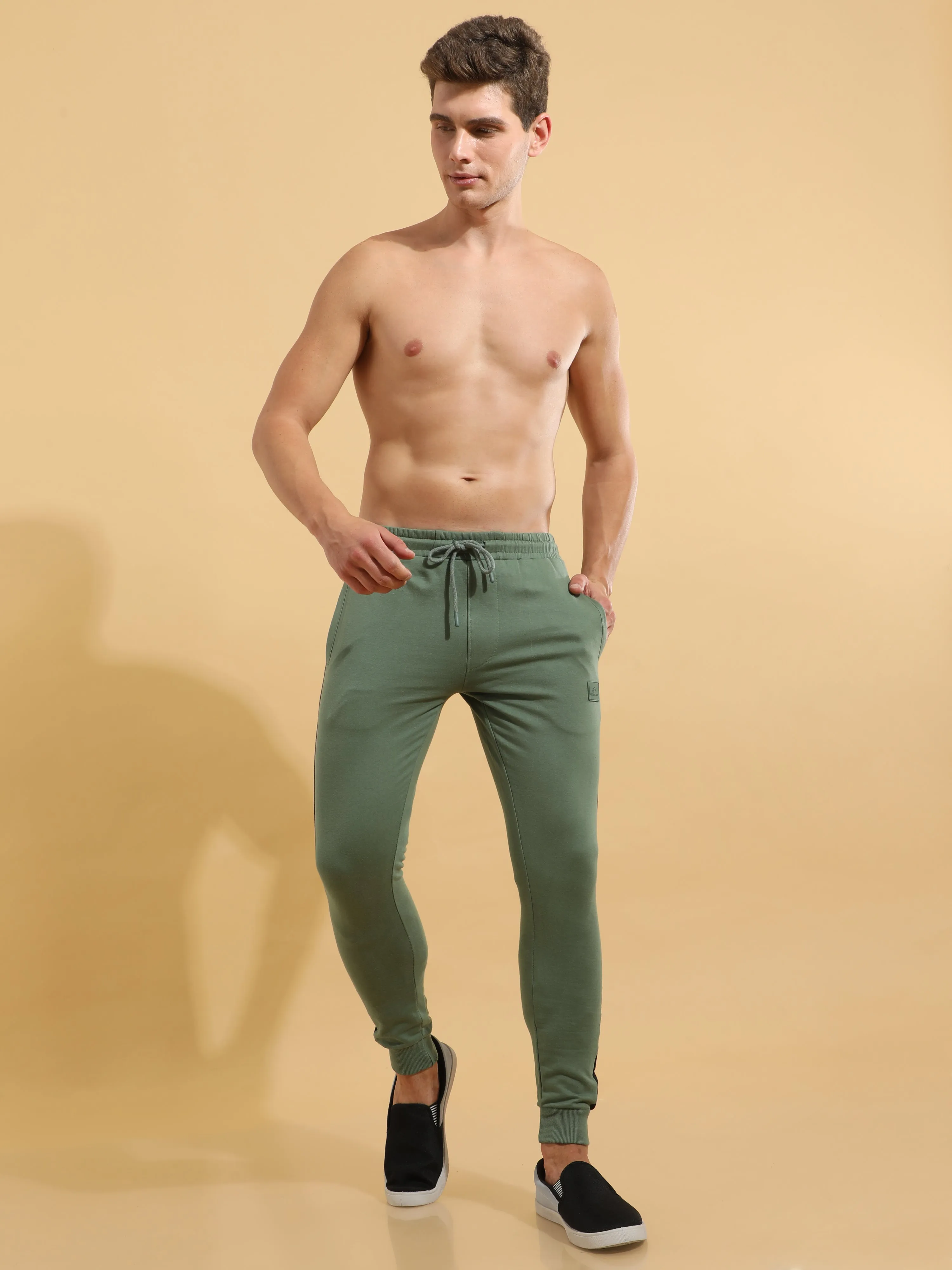 Sea Green Cotton  Joggers