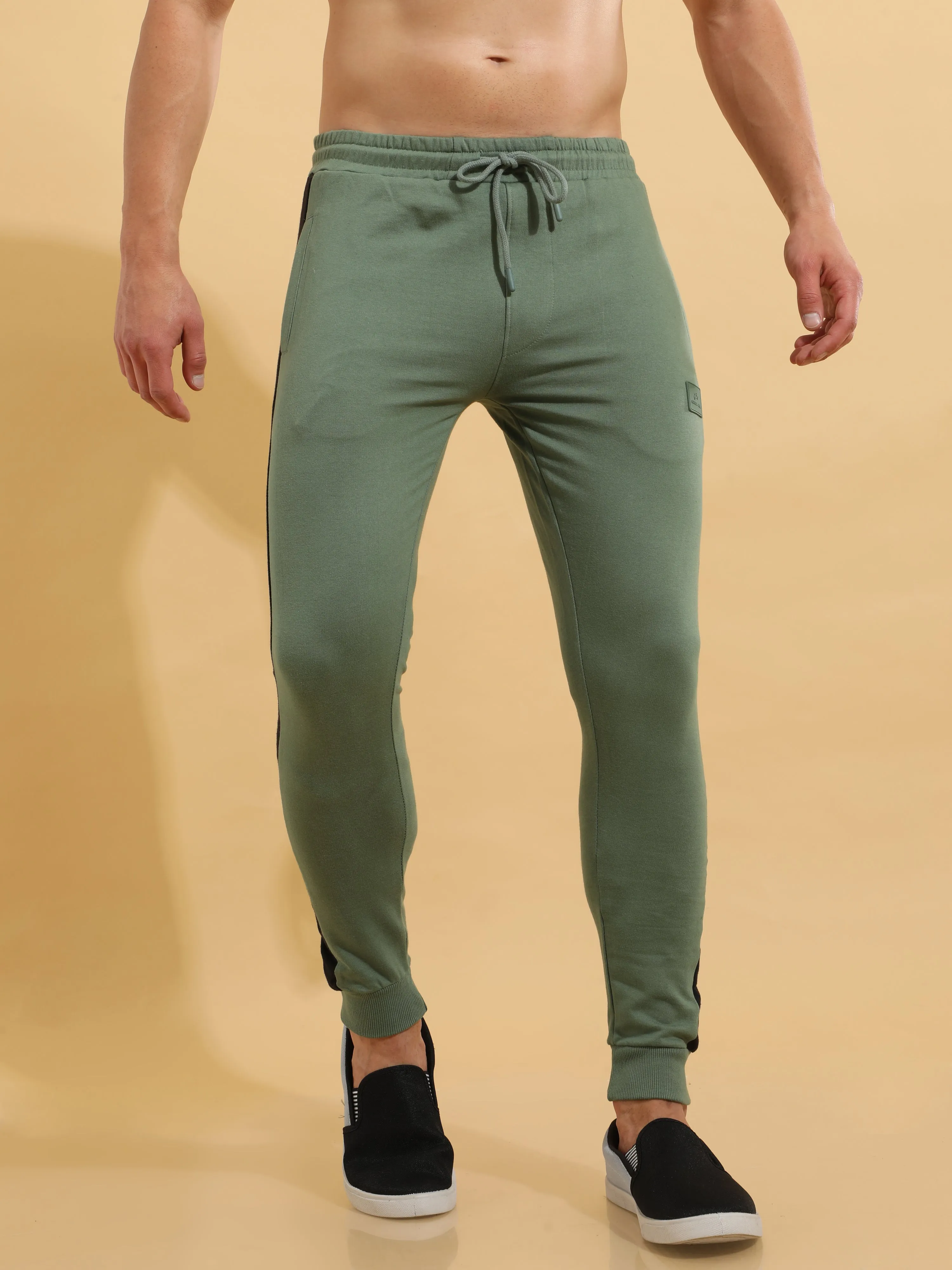 Sea Green Cotton  Joggers