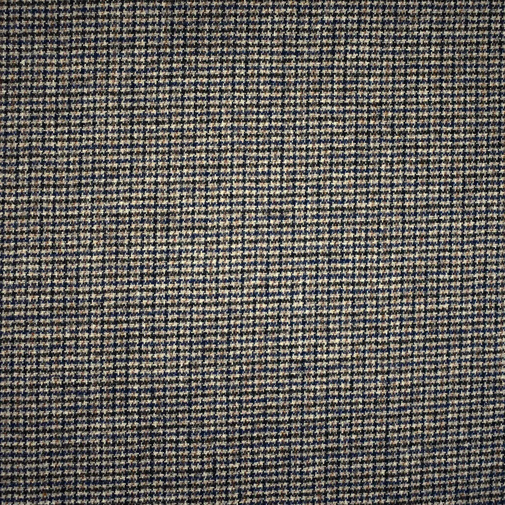 Tiny Houndstooth Wool Flannel Suiting Taupe/Navy