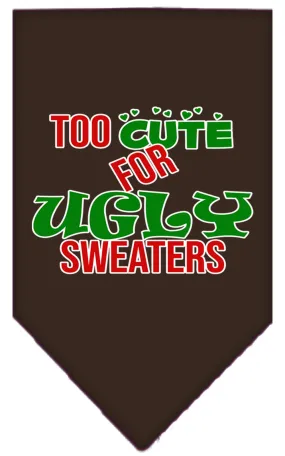 Too Cute For Ugly Sweaters Screen Print Bandana Cocoa Large