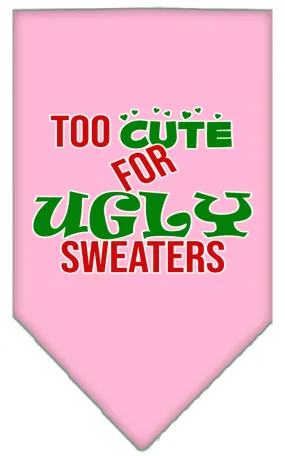 Too Cute For Ugly Sweaters Screen Print Bandana Light Pink Large