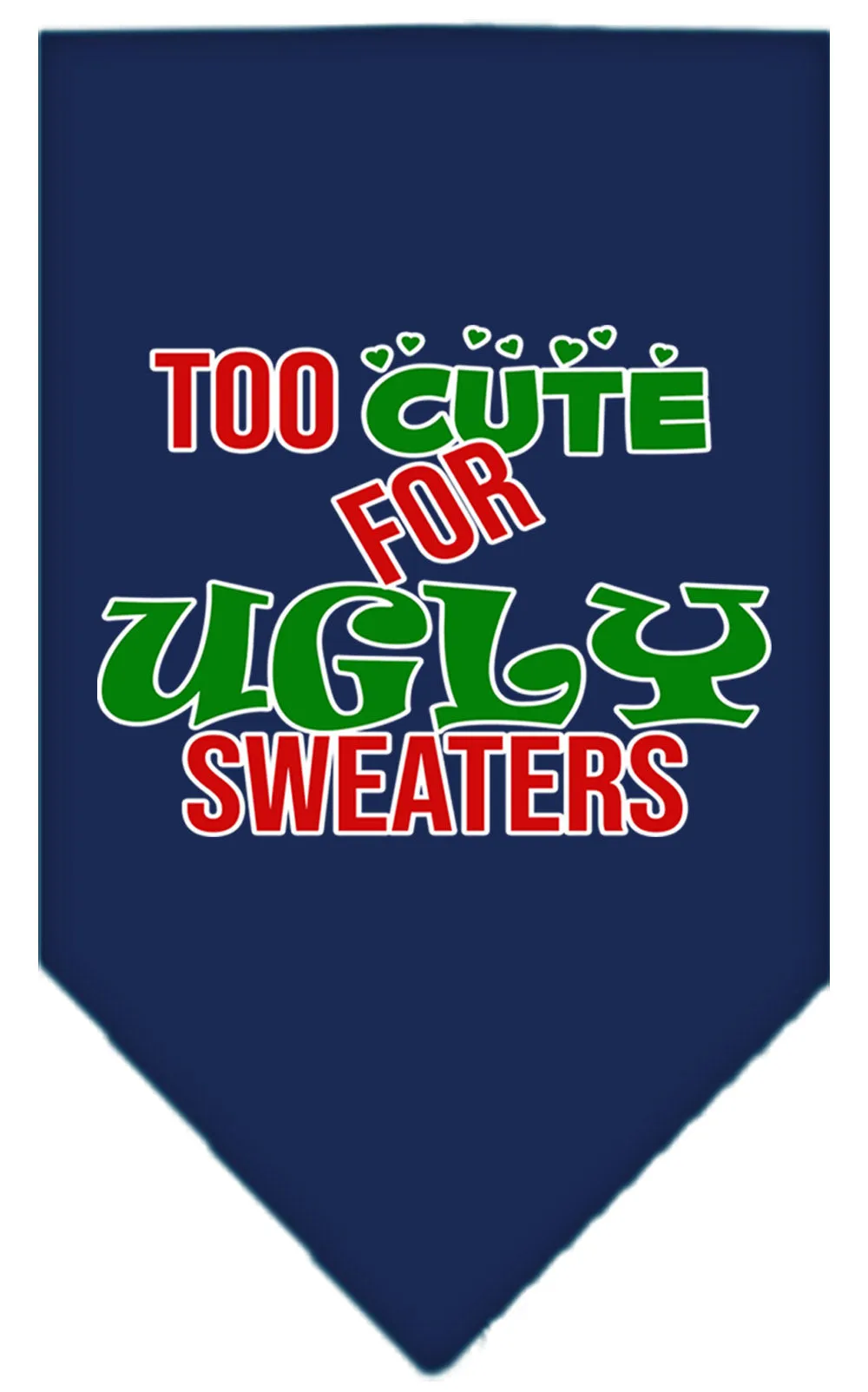 Too Cute For Ugly Sweaters Screen Print Bandana Navy Blue Large