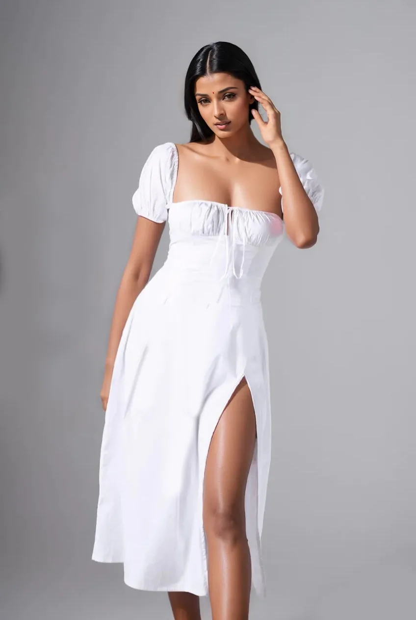 White Maxi Bustier Flared Dress