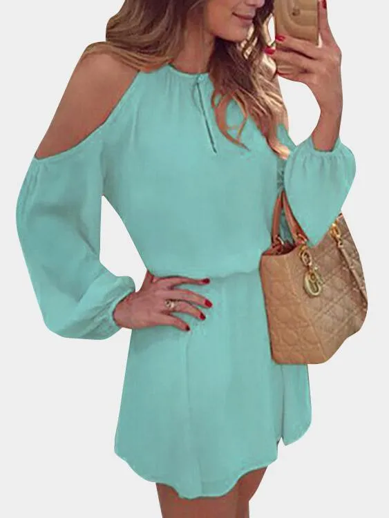 Wholesale Cold Shoulder Long Sleeve Casual Dress