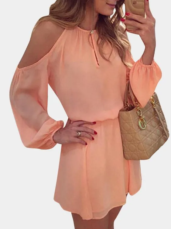 Wholesale Cold Shoulder Long Sleeve Casual Dress