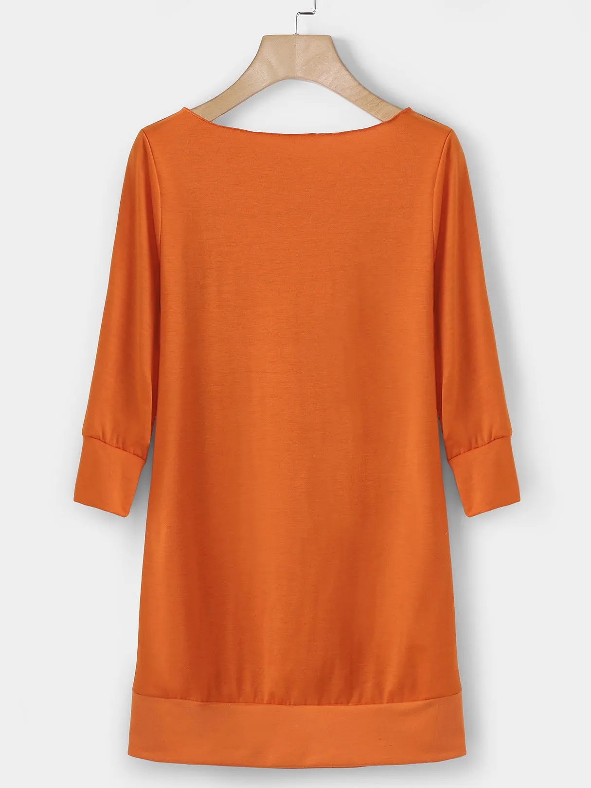 Wholesale Orange Round Neck Long Sleeve Printed Casual Dress