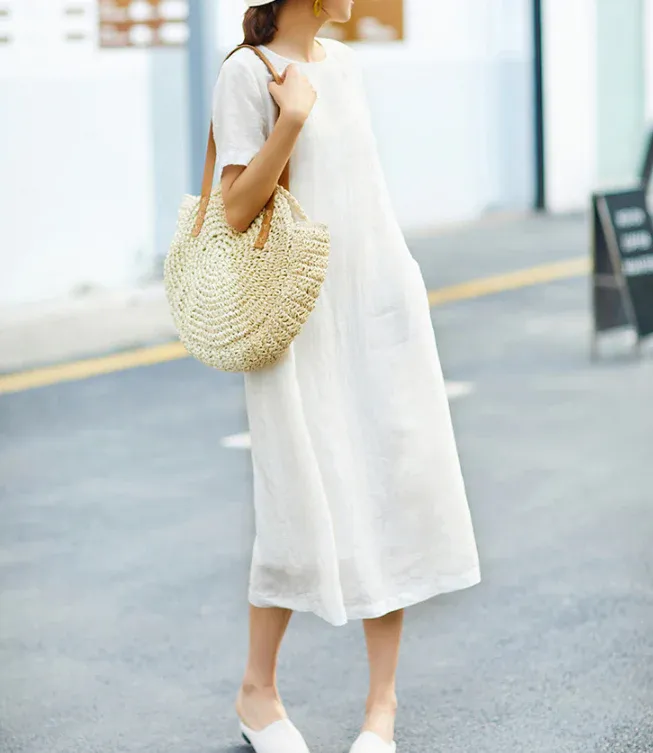 Women Dresses Casual Summer Linen Women Dresses SJ9215