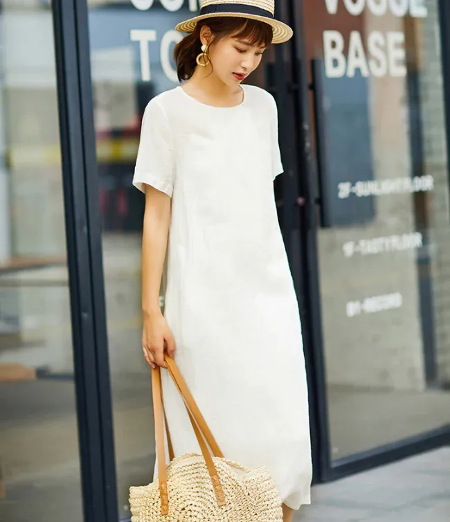 Women Dresses Casual Summer Linen Women Dresses SJ9215