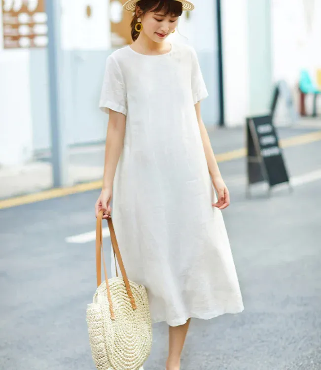 Women Dresses Casual Summer Linen Women Dresses SJ9215